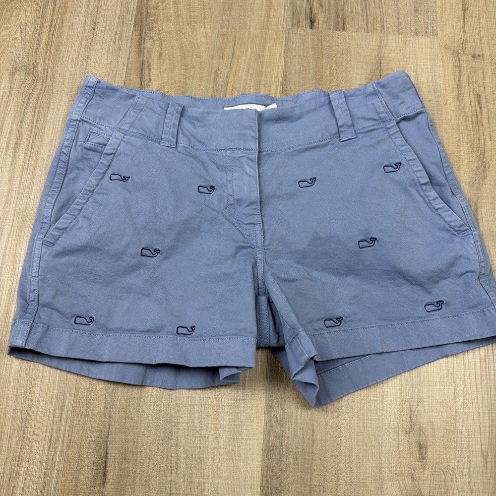 Vineyard‎ Vines Shorts Women's Size 0 Blue Whale Print Cotton Stretch Chino